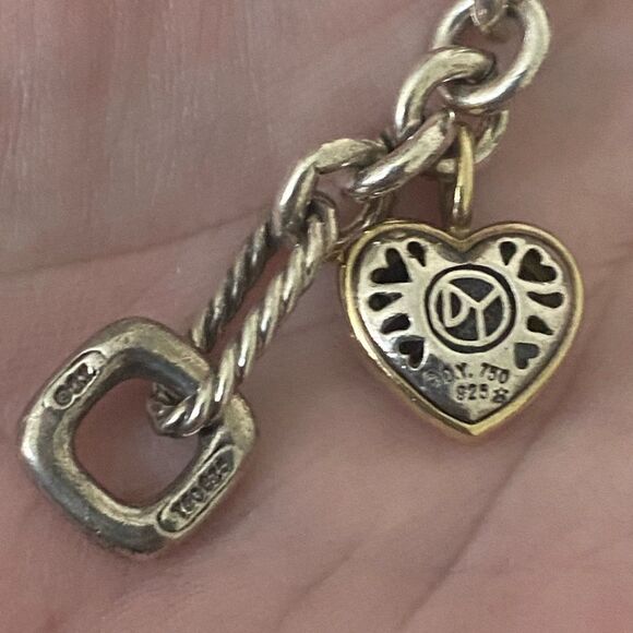 Vintage David Yurman Figaro Link Bracelet With Heart Charm - Picture 4 of 5